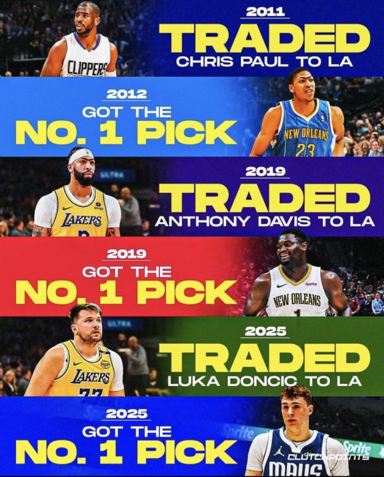 爱游戏在线-规律？此前黄蜂&amp;鹈鹕&amp;独行侠将当家球星送往洛杉矶 都收获状元签